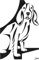 Hond °5: Cocker Spaniel - unieke zwart-wit pentekening met lijst (Iban Van der Zeyp)