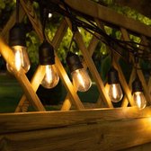 Solar lichtsnoer voor buiten met hangende filament LED lampen - 15 meter - 15 lampjes - inclusief zonnepaneel | Solar tuinverlichting op zonne-energie