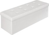 Tanton® Stijlvolle Opbergpoef - Rechthoekige Voetenbank - Moderne Slaapkamer Decoratie - Woonkamer Decoratie - Opbergdoos - Opvouwbare Voetenbank - Wit - 110x38x38 cm