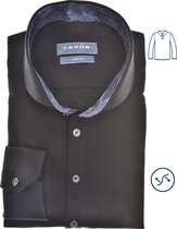 Ledub modern fit overhemd - tricot weving - zwart - Strijkvriendelijk - Boordmaat: 42