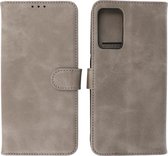 Oppo A16 Hoesje - Book Case Telefoonhoesje - Kaarthouder Portemonnee Hoesje - Wallet Case - Grijs