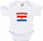 Holland baby rompertje met vlag wit jongens en meisjes - Kraamcadeau - Babykleding - Nederland landen romper 92 (18-24 maanden)