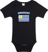 Uruguay baby rompertje met vlag zwart jongens en meisjes - Kraamcadeau - Babykleding - Uruguay landen romper 80 (9-12 maanden)