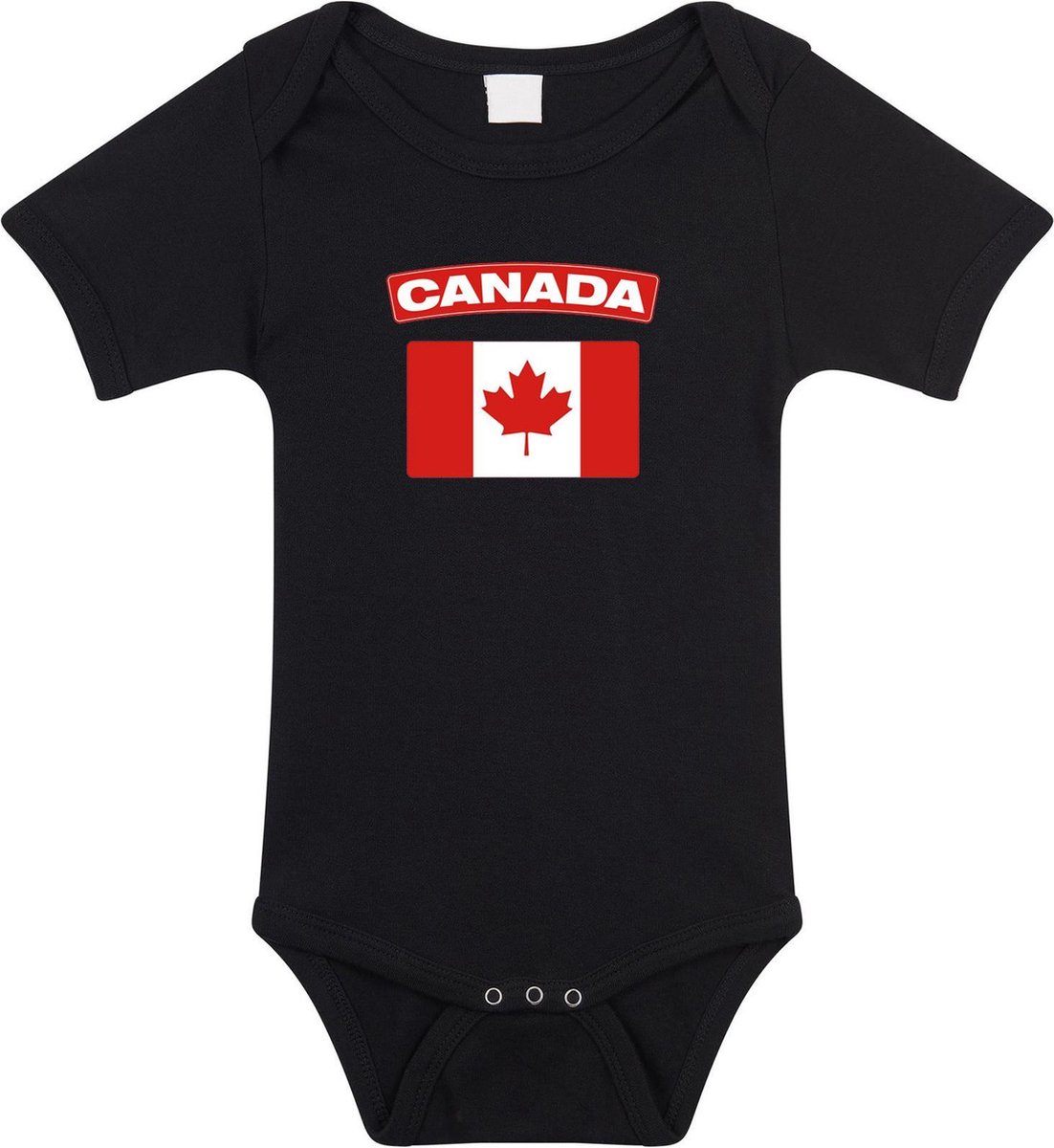 Canada baby rompertje met vlag zwart jongens en meisjes - Kraamcadeau - Babykleding - Canada landen romper 56