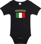 Italia baby rompertje met vlag zwart jongens en meisjes - Kraamcadeau - Babykleding - Italie landen romper 92