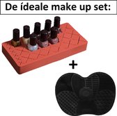 Make Up Set – Make Up Organizer – Lipstick & Nagellak Organizer – Kwasten Houder – Siliconen – Zwart – Rood