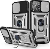 Hoesje geschikt voor iPhone 8 - Backcover - Rugged Armor - Camerabescherming - Extra valbescherming - TPU - Zilver