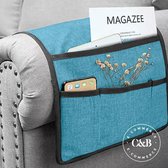 Armleuning organizer voor bank - afstandsbediening houder – turquoise