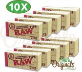 RAW Filter tips Wide Organic (Perforated) voor lange vloei - vloeipapier - rolling papers (smoking) - 10 stuks