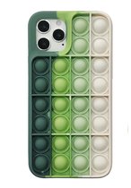 iPhone XS Max Back Cover Pop It Hoesje - Soft Case - Regenboog - Fidget - Apple iPhone XS Max - Donkergroen / Lichtgroen