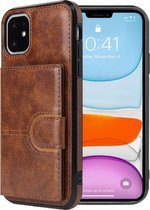 iPhone 12 Pro Max Back Cover Hoesje - PU Leer - Pasjeshouder - Hard Case - Apple iPhone 12 Pro Max - Bruin