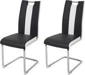 Set van 2 stoelen - Wit en zwart imitatie - L 55 x D 45 x H 99 cm - LEON