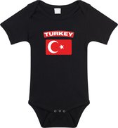 Turkey baby rompertje met vlag zwart jongens en meisjes - Kraamcadeau - Babykleding - Turkije landen romper 56 (1-2 maanden)