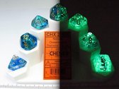 Chessex 7-Die set Nebula Luminary - Oceanic/Gold
