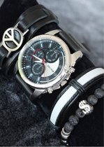 Koshal Horloge Heren | Fashion | Watch | Cadeau | Sieraden | Verstelbaar |1-Delig | Zwart|