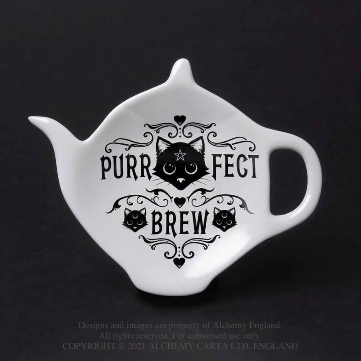 Alchemy - Purrfect Brew Theelepel/Theezak houder - Wit/Zwart