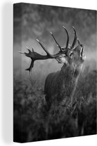 Peinture sur toile Appel du cerf en automne - noir et blanc - 30x40 cm - Art Décoration murale