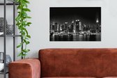 Canvas Schilderij Skyline van New York - zwart wit - 90x60 cm - Wanddecoratie