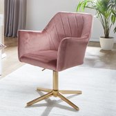 Pippa Design Eetkamerstoel - draaistoel - armleuningen - roze fluweel