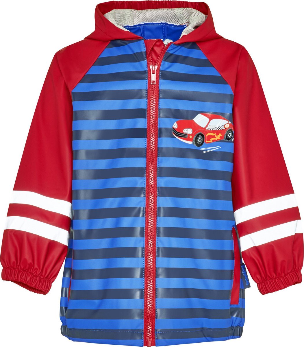 Playshoes - Regenjas voor kinderen - Raceauto - Rood en blauw - maat 80cm