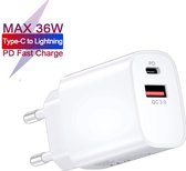 Power Adapter 38W Thuislader met USB Quick Charge 3.0 en USB-C Poorten - Oplader Stekker Lader - Geschikt voor Apple iPhone 13/12/12 Pro/12 Pro Max/11/11Pro/11 Pro MAX/XS/XS MAX/XR/X/8/8 Plus