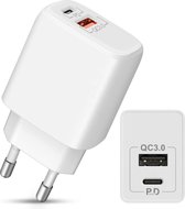 Power Adapter 38W Thuislader met USB Quick Charge 3.0 en USB-C Poorten - Oplader Stekker Oplaadstekker met 2 USB Poorten - Geschikt voor iPhone 13 Mini / iPhone 13 / iPhone 13 Pro / iPhone 13