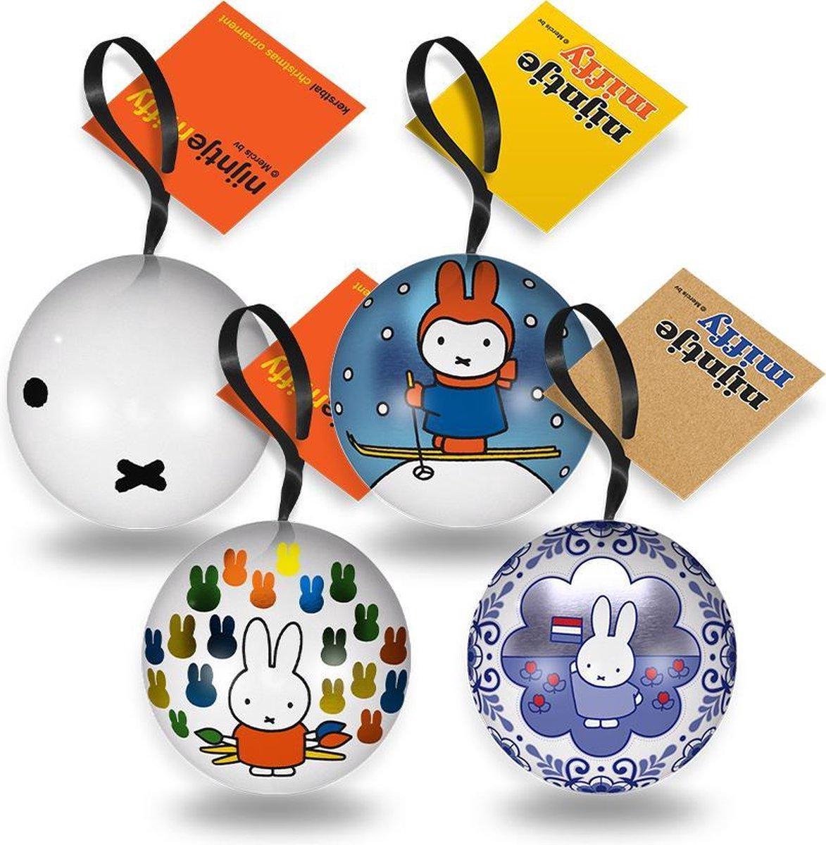 Nijntje Kerstballen - Kerstdecoratie - Kerstversiering - in Giftbox - 4 stuks - Dick Bruna