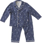 Little Label Pyjama Meisjes - Maat 146-152 - Model Grandad - Blauw, Wit - Zachte BIO Katoen