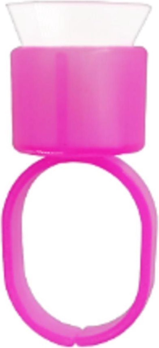 25 Stuks - Make-Up Roze Plastic Ring Inkt Cup & Tattoo Pigment Vinger Cup Met Spons-PMU