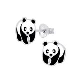 Joy|S - Zilveren Panda oorbellen 8 x 9 mm pandabeer