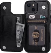ShieldCase geschikt voor Apple iPhone 13 wallet case - zwart - Bookcase hoesje portemonnee - Walletcase flipcase shockproof hoesje pasjeshouder