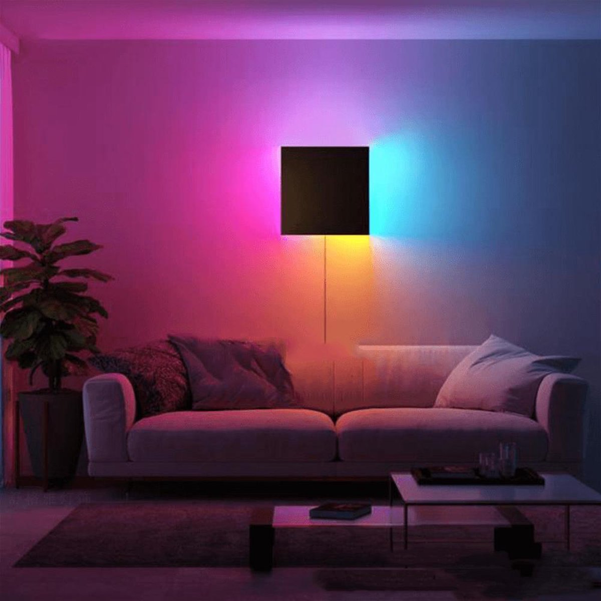 Design LED Wandlamp RGB – Vierkant – RGB Smart Lamp – Afstandsbediening