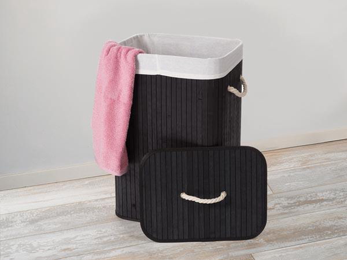 Panier à linge en bambou noir - 40 x 30 x 50 cm - 60 litres - Koning Bamboe