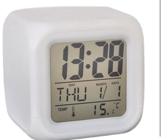 Wekker voor Kinderen - Wekker Kind Digitaal - Veranderd van Kleur - Kinderwekker - Alarmklok - Wit - 7 Verschillende D - Digitale Wekker - Wekker Kinderen - Clock - Alarm Clock - Klok - Kinder Klok