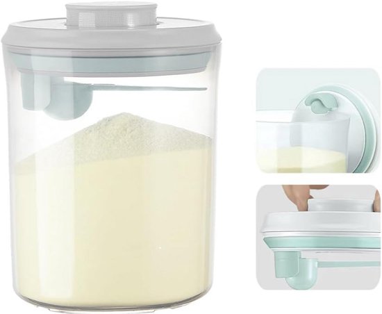 Ankou Melkpoeder Bewaardoos 1500 ml - Luchtdichte Babyvoeding Container met Drukknop en Maatschep - BPA-vrij — afbeelding 2