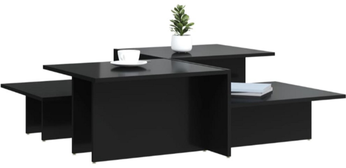 vida xl Salontafels 2 st bewerkt hout hoogglans zwart