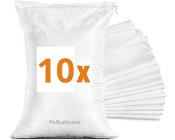 PolkaHome 10 x zandzakken voor overwater, leeg zandzak met band om te vullen, overwaterbeveiliging, kelderraam, PP-stoffen zak, wit - 40 x 60 cm