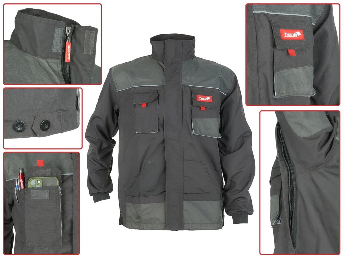 Tvardy Werkjas XL - Katoen & Polyester - Reflecterend - 7 zakken - Verstelbare breedte