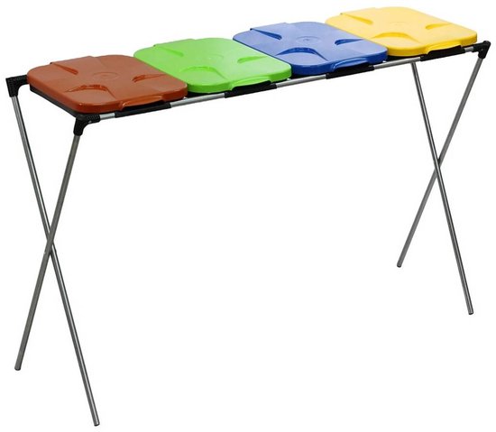Étagère GEKO pour sacs poubelle triés - 4 couleurs - 120-240 litres - Hauteur : 82 cm