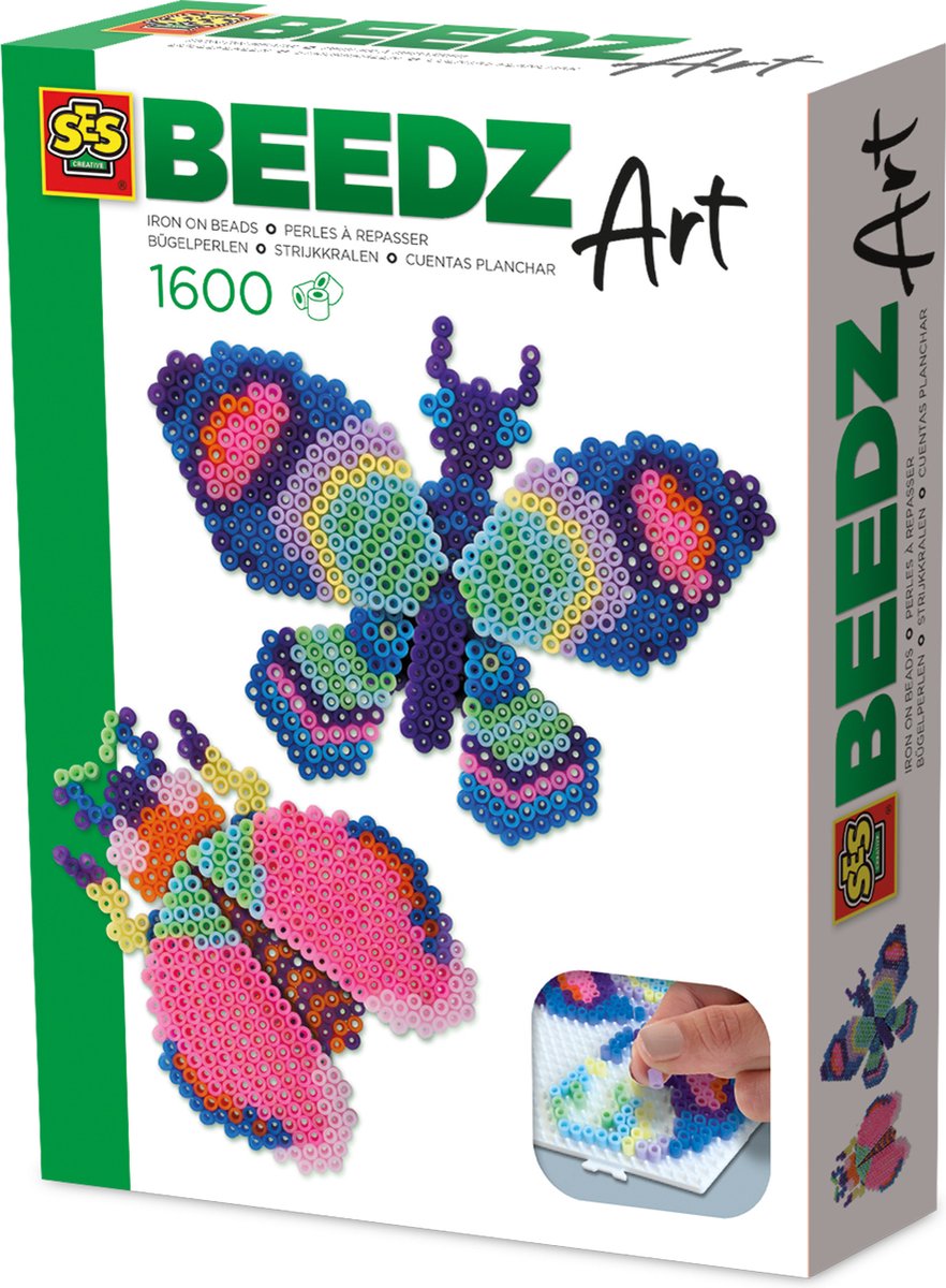 SES Creative - Beedz Art - 3D Vlinders en Insecten - 1600 Strijkkralen met Grondplaten en Tape - Vanaf 12 Jaar