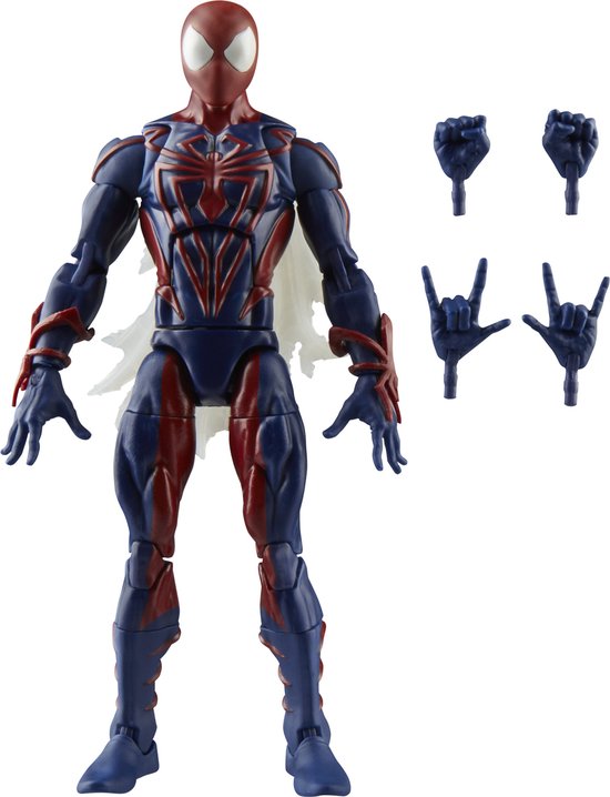 Actiefiguur van Spider-Man Unlimited, rood en blauw, met accessoires.