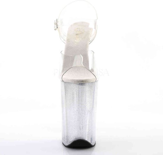 Pleaser - INFINITY-908MG Sandaal met enkelband, Paaldans schoenen - Paaldans schoenen - 40 Shoes - Transparant