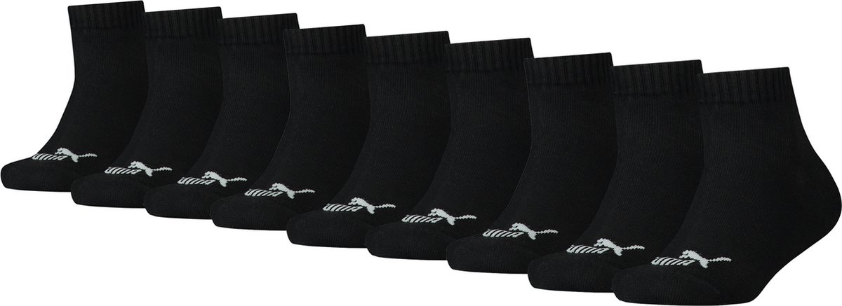 9 PACK Puma KIDS Quarter Socks sneakermaat 27 38 voor meisjes en jongens Zwart