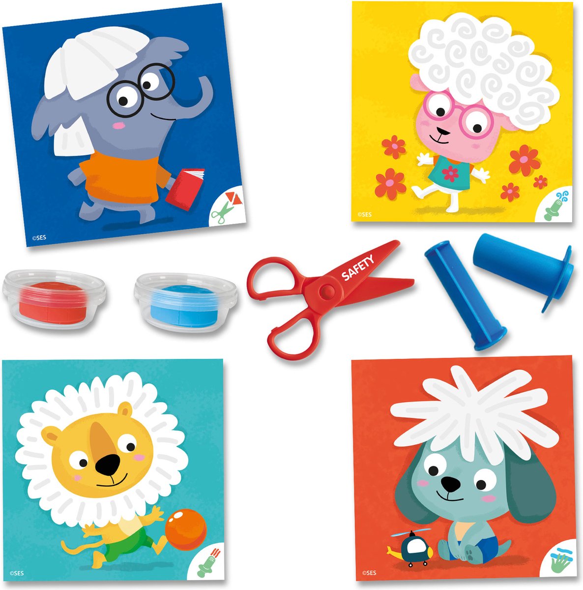 SES Creative - My First – Dieren Klei Kapsels maken – Kapsels maken op Dierenkaarten - Inclusief tools om klei haren te maken - Kappersset - 1 tot 4 jaar — afbeelding 4