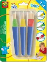 SES Creative My First Baby Kwasten met Ergonomische Handgrepen - 3 Stuks - Vanaf 1 Jaar - Baby Speelgoed - Extra Stevig - Schoencadeautjes Sinterklaas
