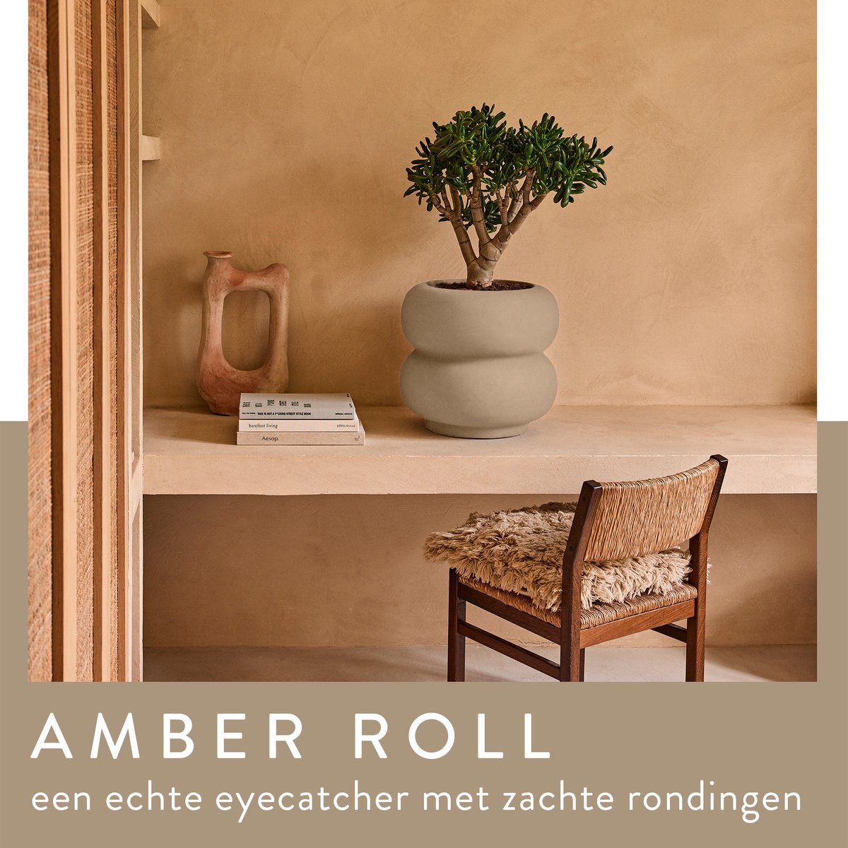 Elho Amber Roll Low 43 - Flower Pot for Indoor & Outdoor
