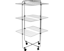 Urban Living Wasrek/droogrek - zilver - metaal - 65 x 65 x 115 cm - staand