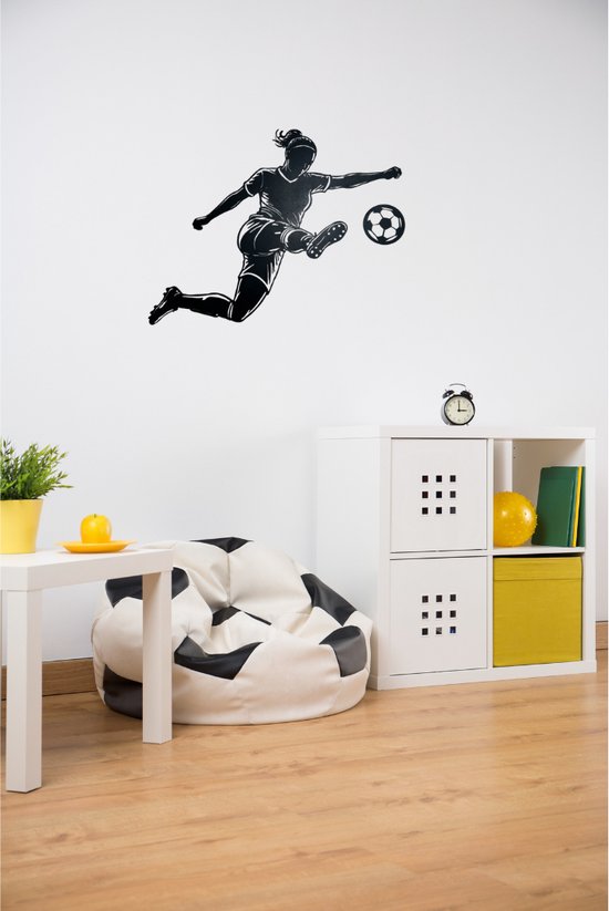Décoration murale Voetbal - Joueur de football - Bois - Football féminin - Zwart - 60x47 cm - Décoration murale - Voetbal - Décoration murale - Voetbal - Soccer - MDF - footballeuse
