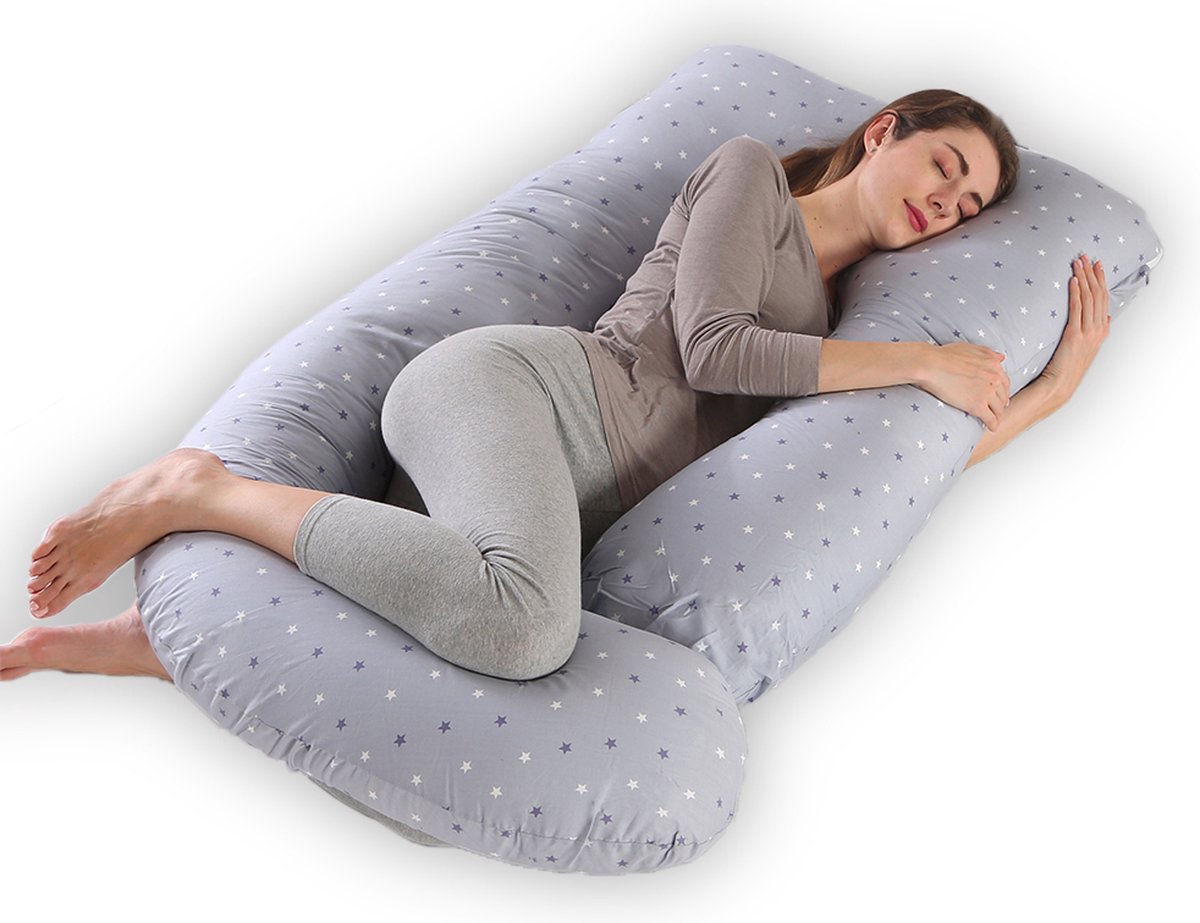 Goedkoopste CALIYO Zwangerschapskussen XXL - 270 cm - Afneembare Hoes - Zijslaapkussen / Body Pillow / Lichaamskussen / Voedingskussen - Sterstijl