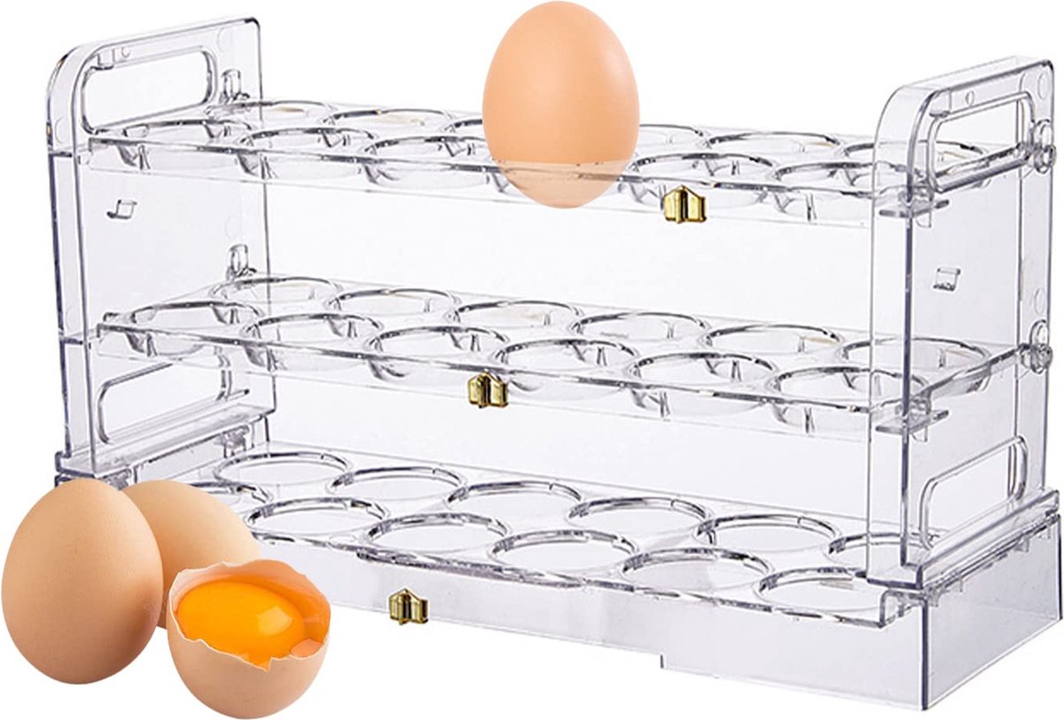 La'Moussawi ® Transparante Eierenbewaarbox met 36 Vakken en Stapelbaar Ontwerp voor Koelkasten